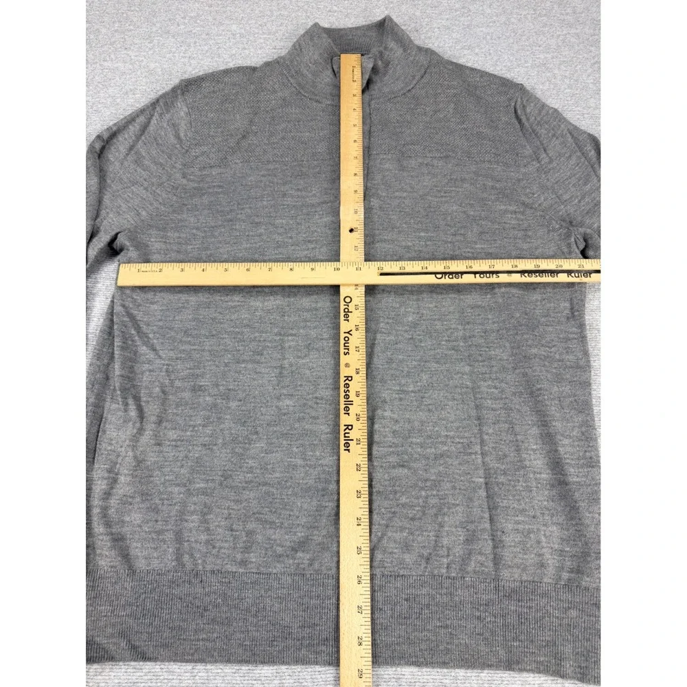 Banana Republic Mens XL Gray Merino Wool Blend Quarter Zip Sweater 980773